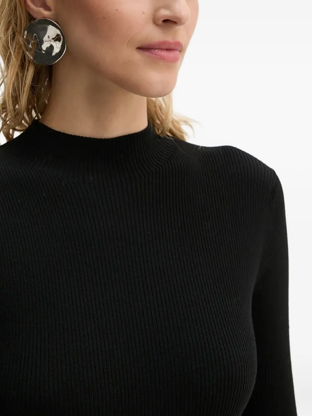 Drykorn ribbed high-neck midi dress Zwart