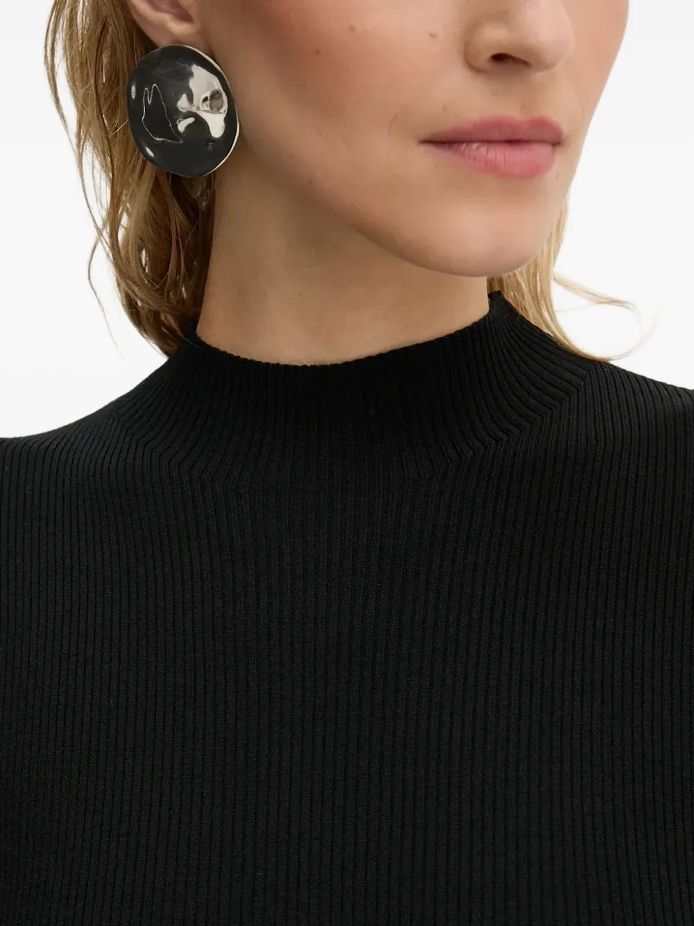 Drykorn ribbed high-neck midi dress Zwart