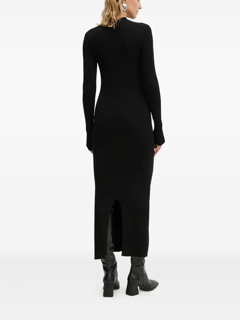 Drykorn ribbed high-neck midi dress - Zwart