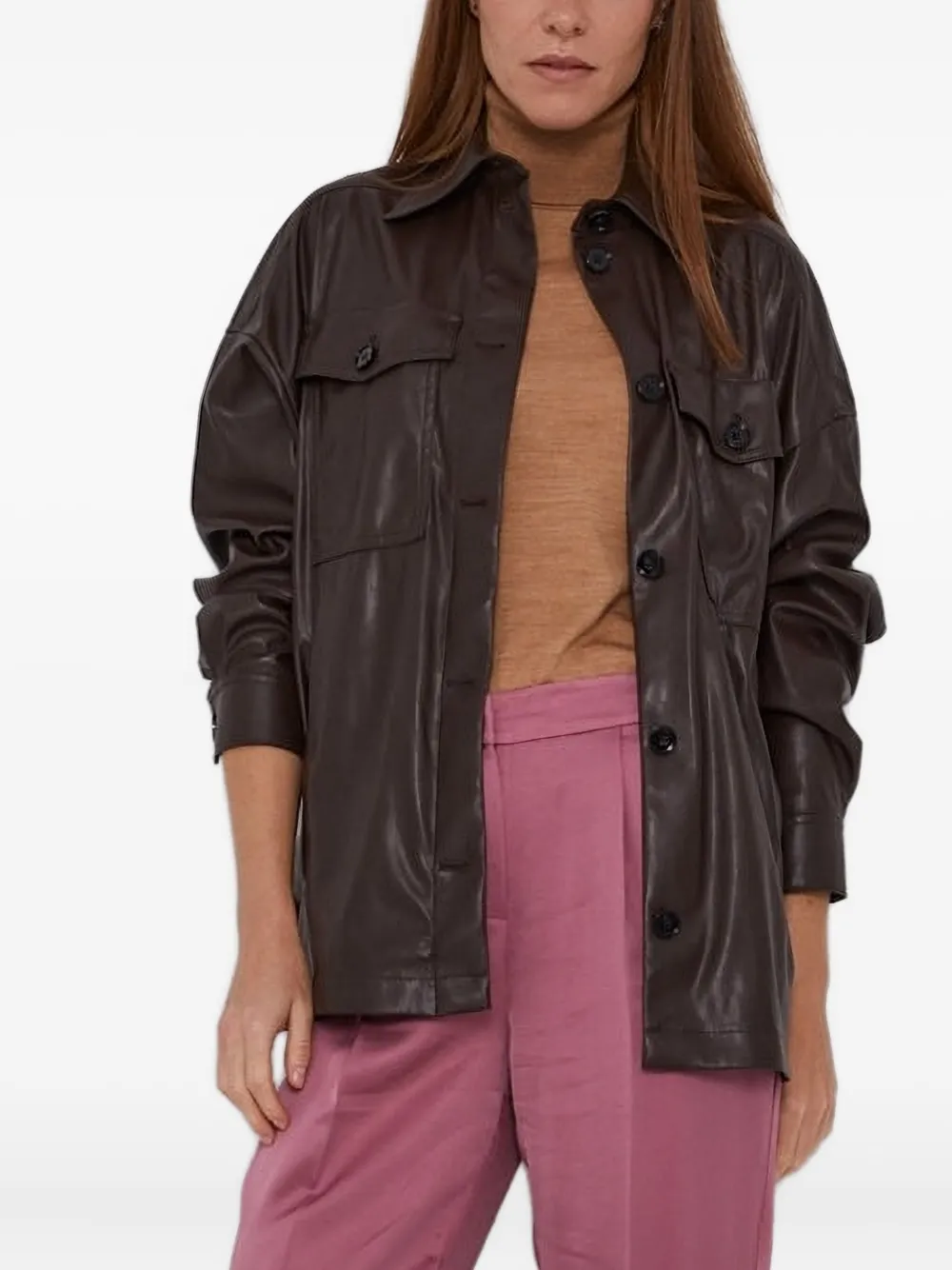 Drykorn Blouse met klepzakken en knopen Bruin
