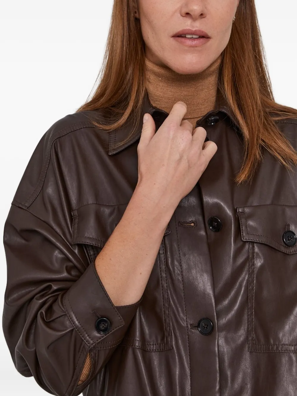 Drykorn Blouse met klepzakken en knopen Bruin