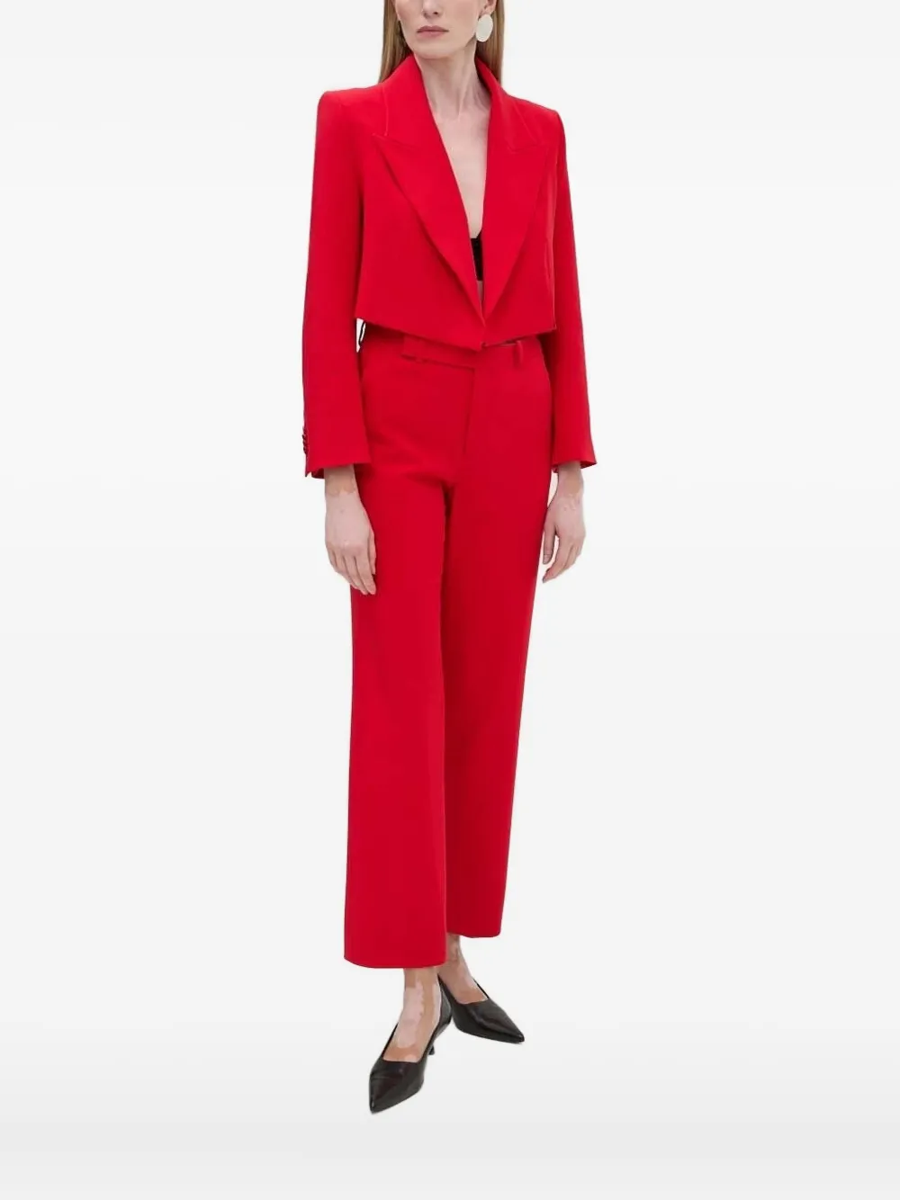 Drykorn Cropped Padded-shoulder Blazer In Red