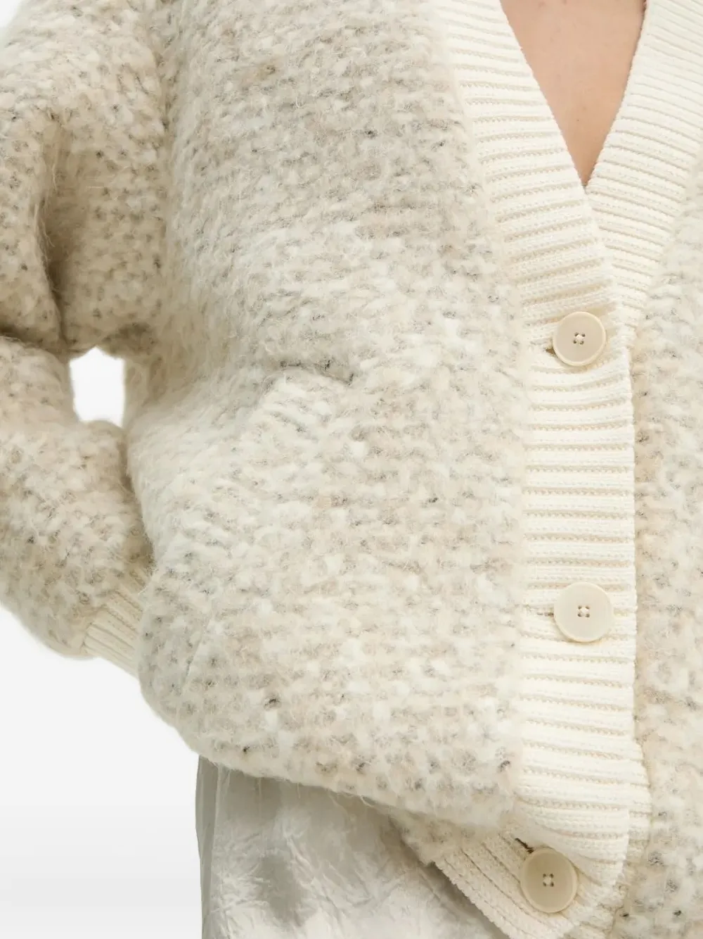 Drykorn V-neck Chunky-knit Cardigan In Neutral