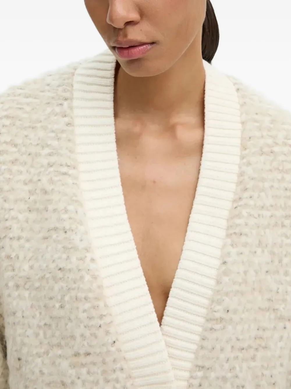 Drykorn V-neck Chunky-knit Cardigan In Neutral