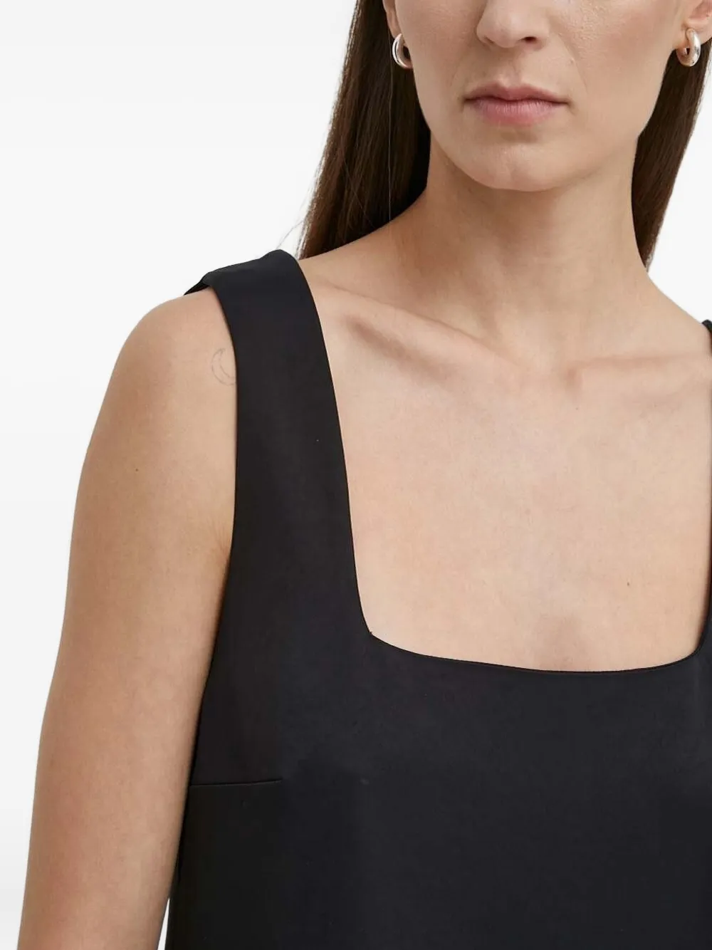 Drykorn Midi-jurk met vierkante hals Zwart