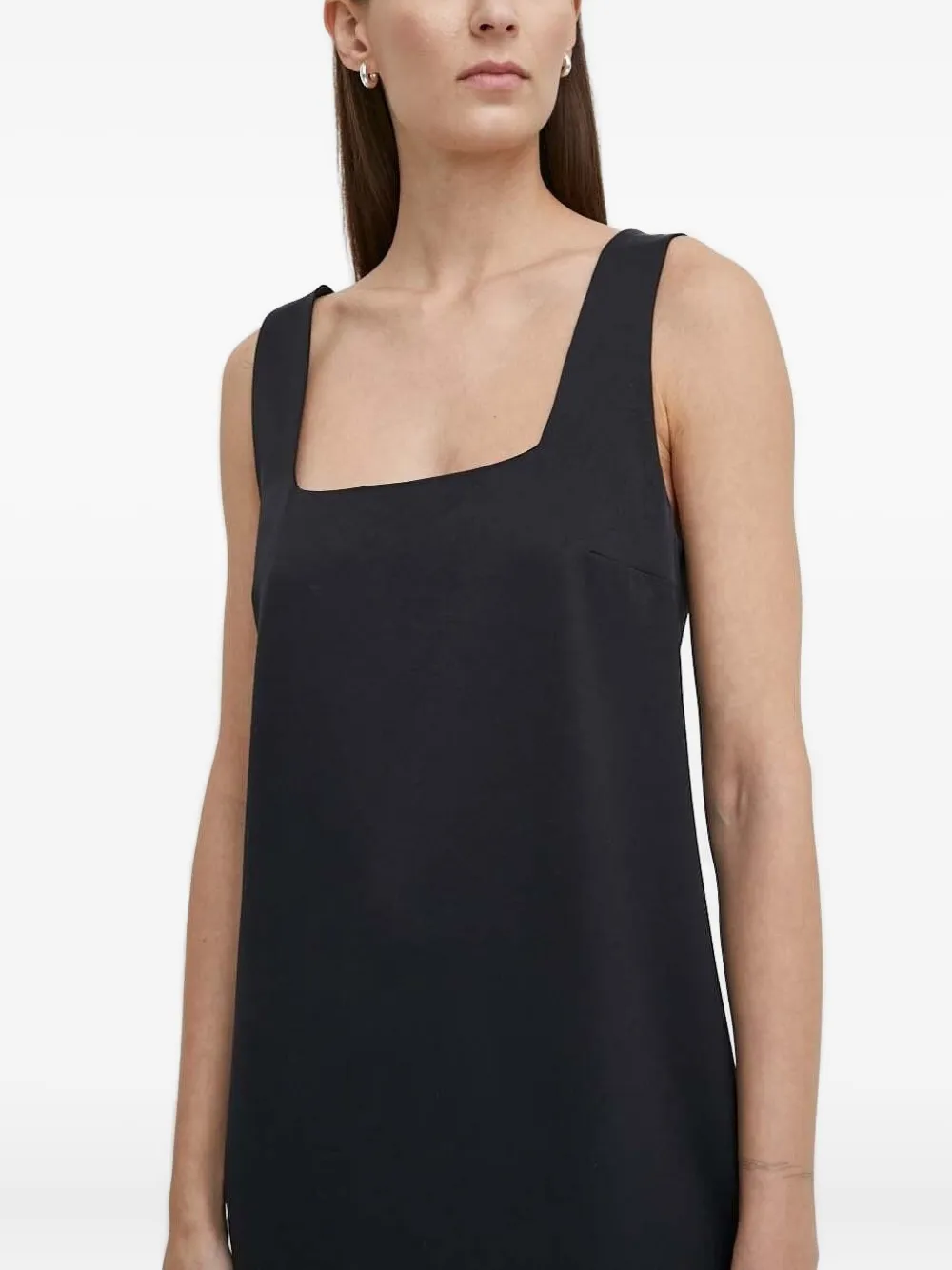 Drykorn Midi-jurk met vierkante hals - Zwart