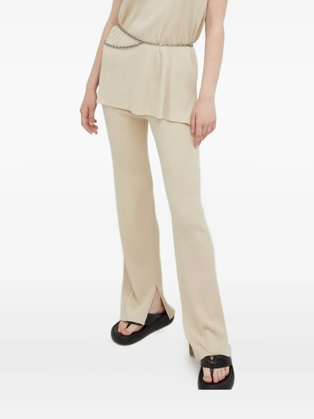 Drykorn Split-hem Flared Trousers In Neutral