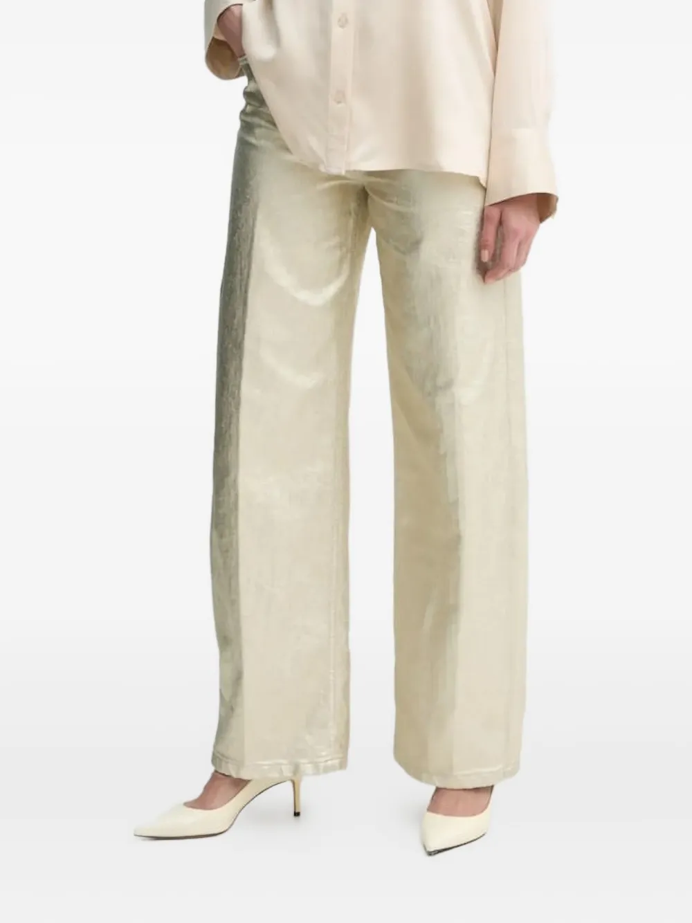 Drykorn Metallic-effect Wide-leg Jeans In Neutral