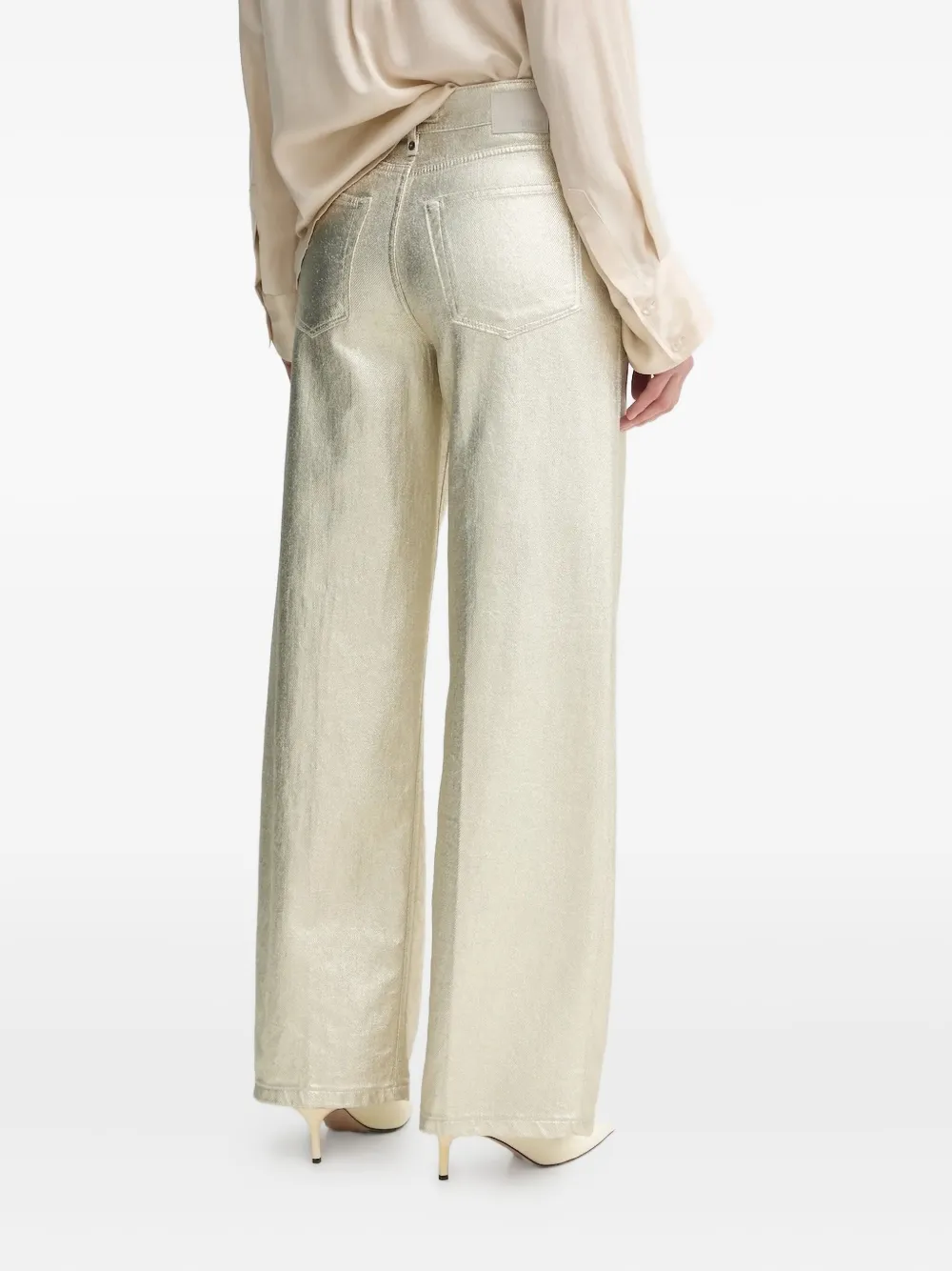 Drykorn Metallic-effect Wide-leg Jeans In Neutral