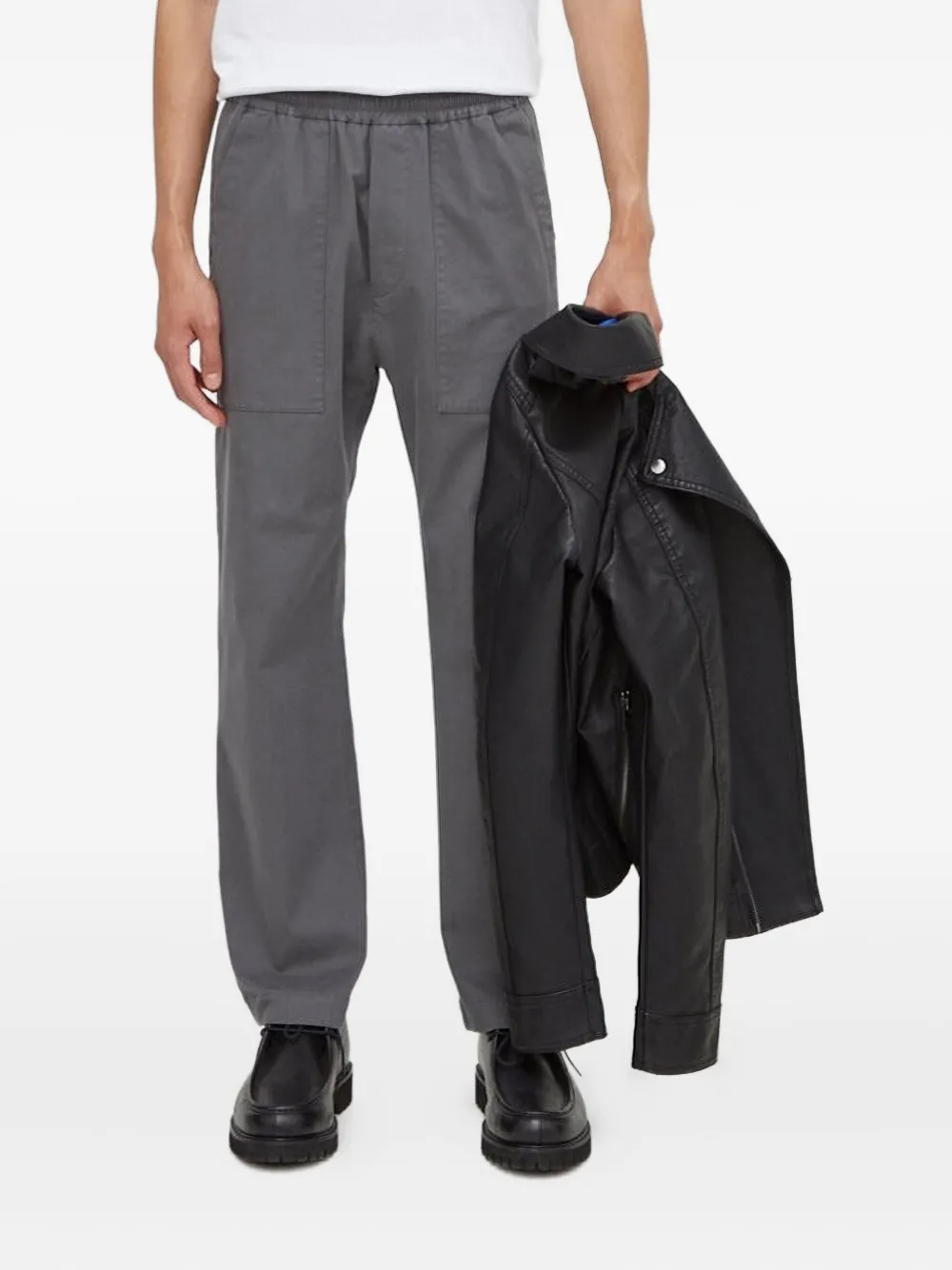 Drykorn Broek met elastische taille en zijzak Grijs