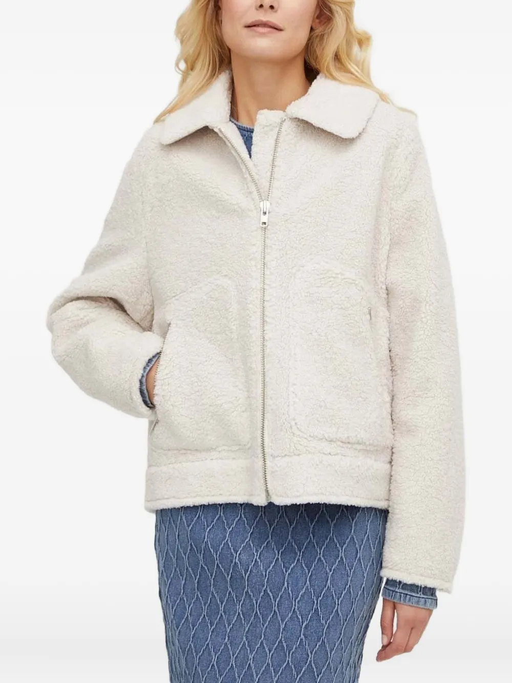 Drykorn Teddy Zip-up Jacket In Neutral
