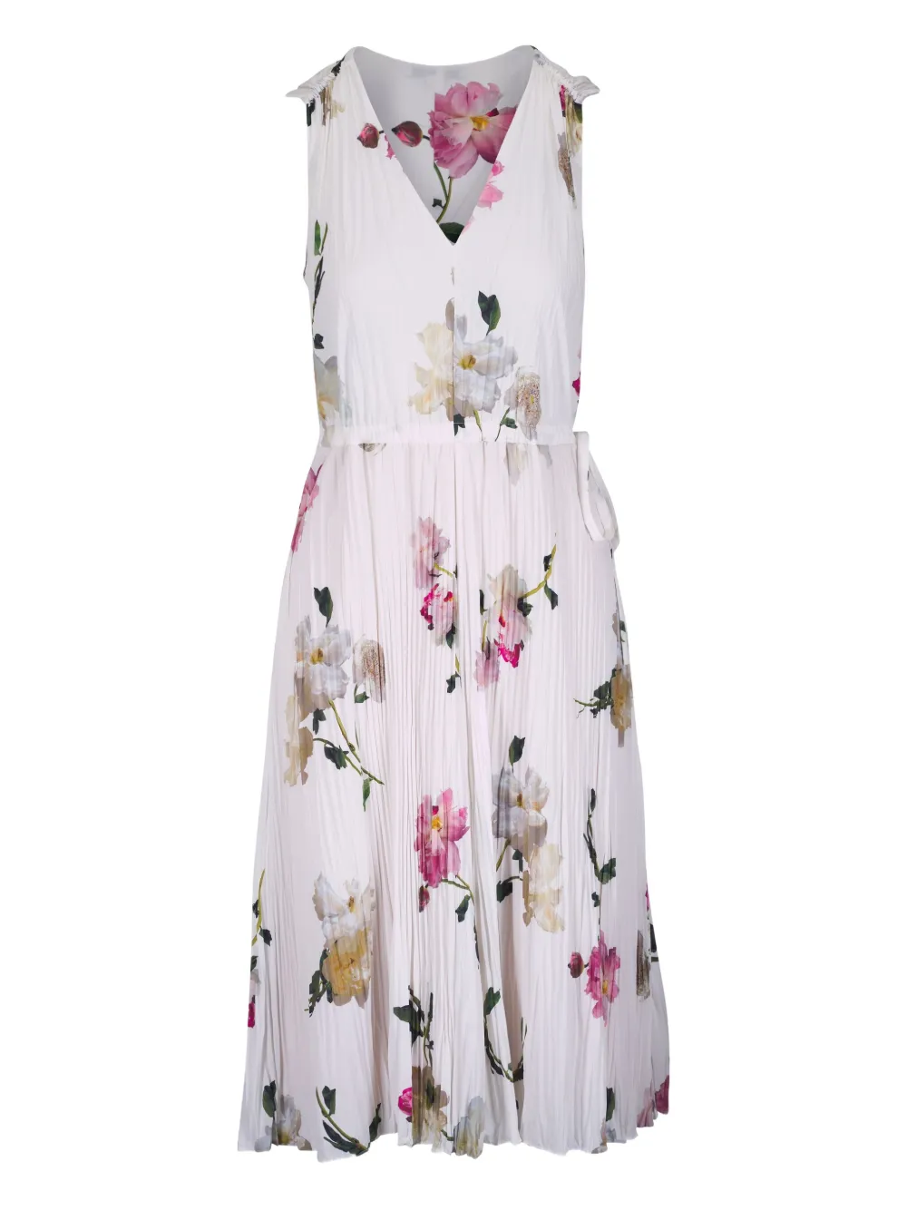 Vince Geplooide jurk met bloemenprint Wit