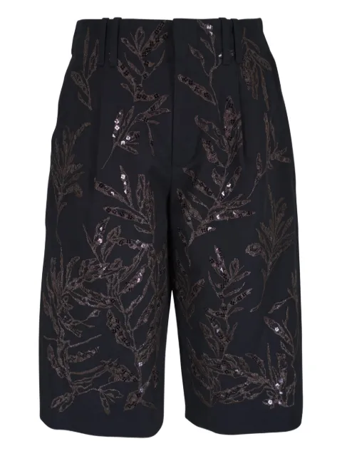 Brunello Cucinelli shorts de vestir bordados con lentejuelas