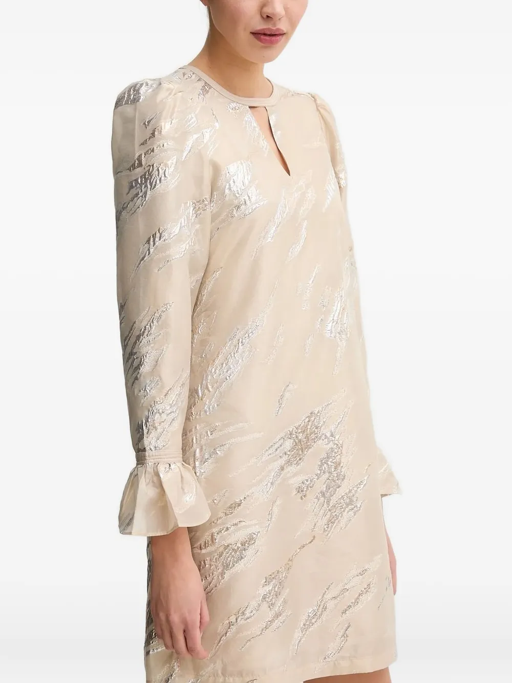 Bruuns Bazaar Metallic-details Puff-sleeve Mini Dress In Burgundy