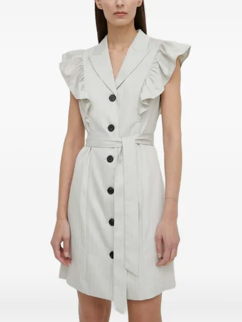 Bruuns Bazaar pinstripe ruffled-shoulder mini dress