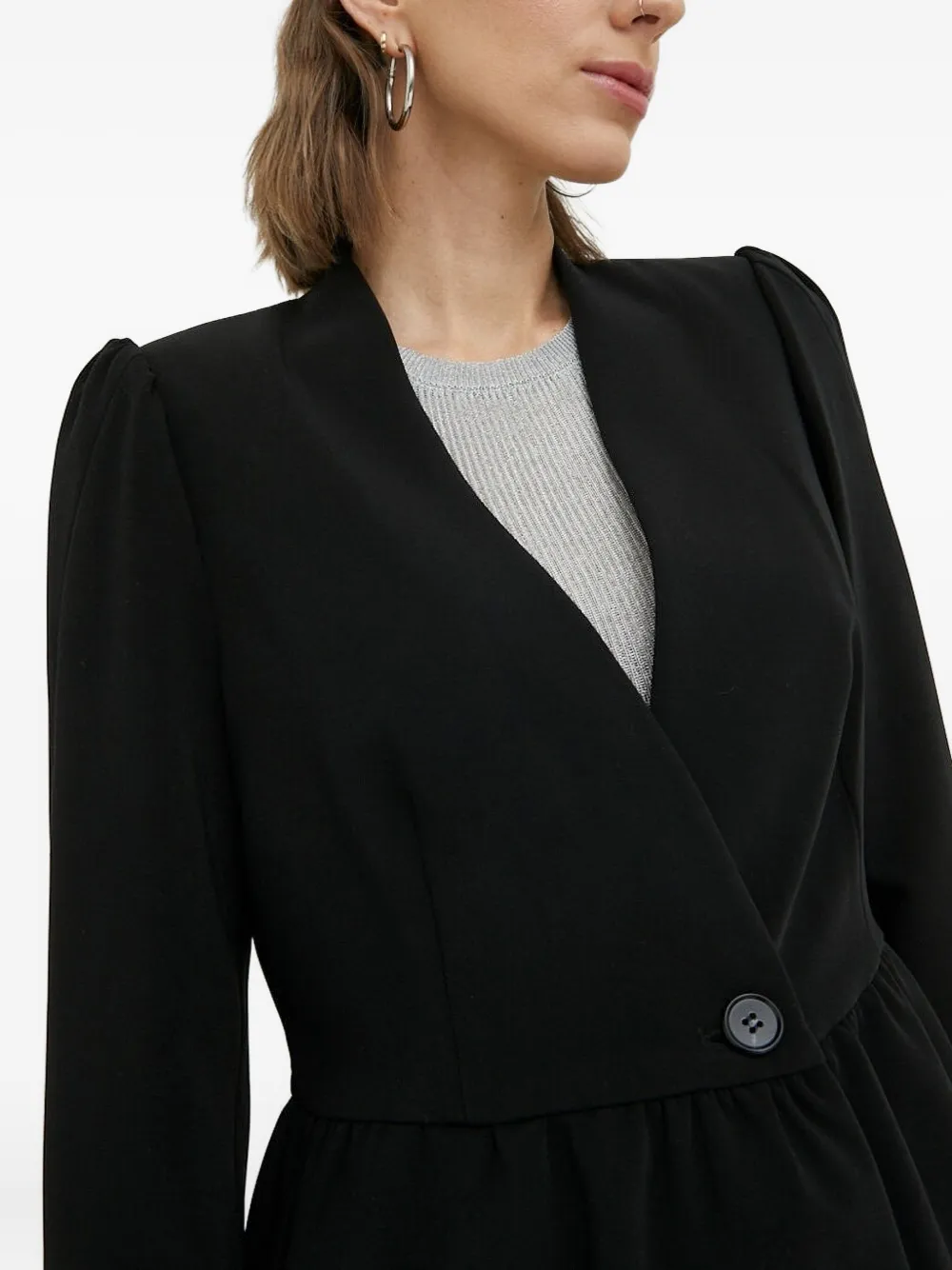Bruuns Bazaar Puff-sleeve Peplum Top In Black