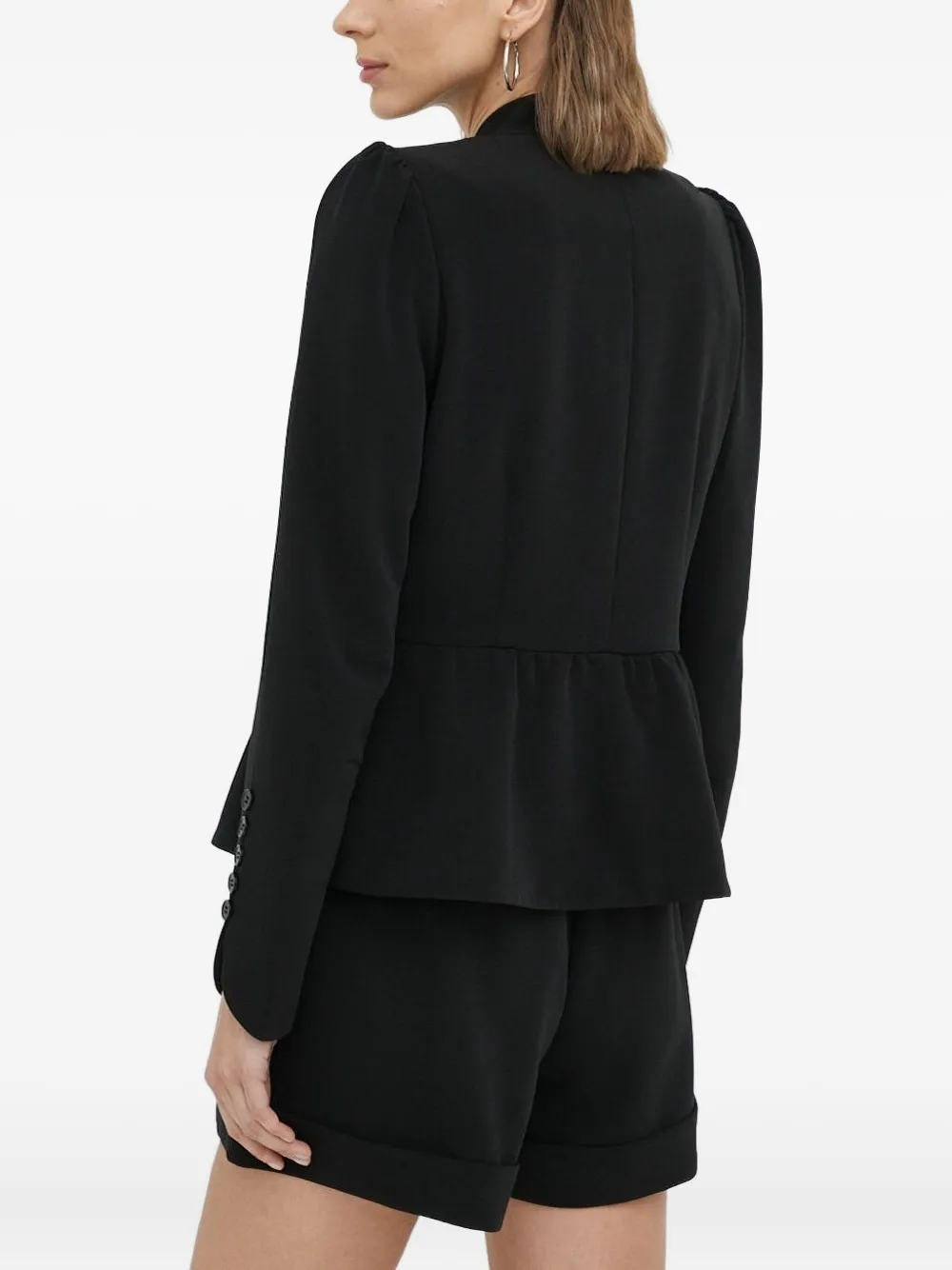 Bruuns Bazaar puff-sleeve peplum top | Black | Image 1