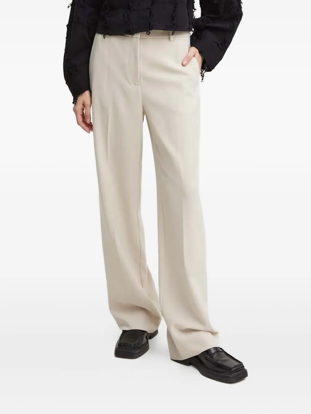 Bruuns Bazaar Pleated Wide-leg Trousers In Neutral