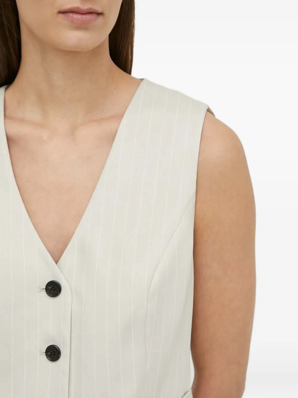 Bruuns Bazaar Pinstripe Sleeveless Vest In Neutral
