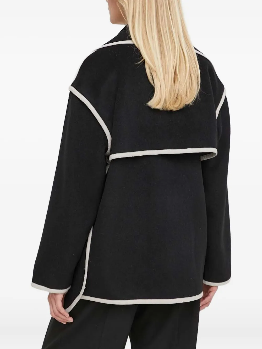 Bruuns Bazaar Contrast-piping Wool-blend Jacket In Black