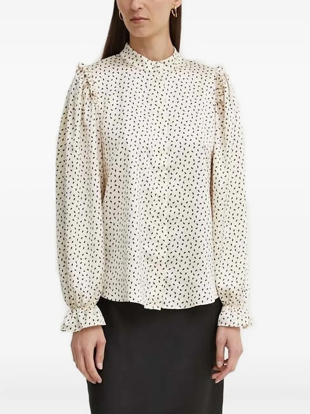 Bruuns Bazaar ruffled print blouse - ホワイト Bruuns Bazaar ruffled print blouse - ホワイト