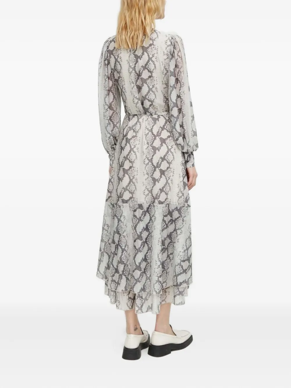 Bruuns Bazaar snakeskin-print wrap midi dress - Beige