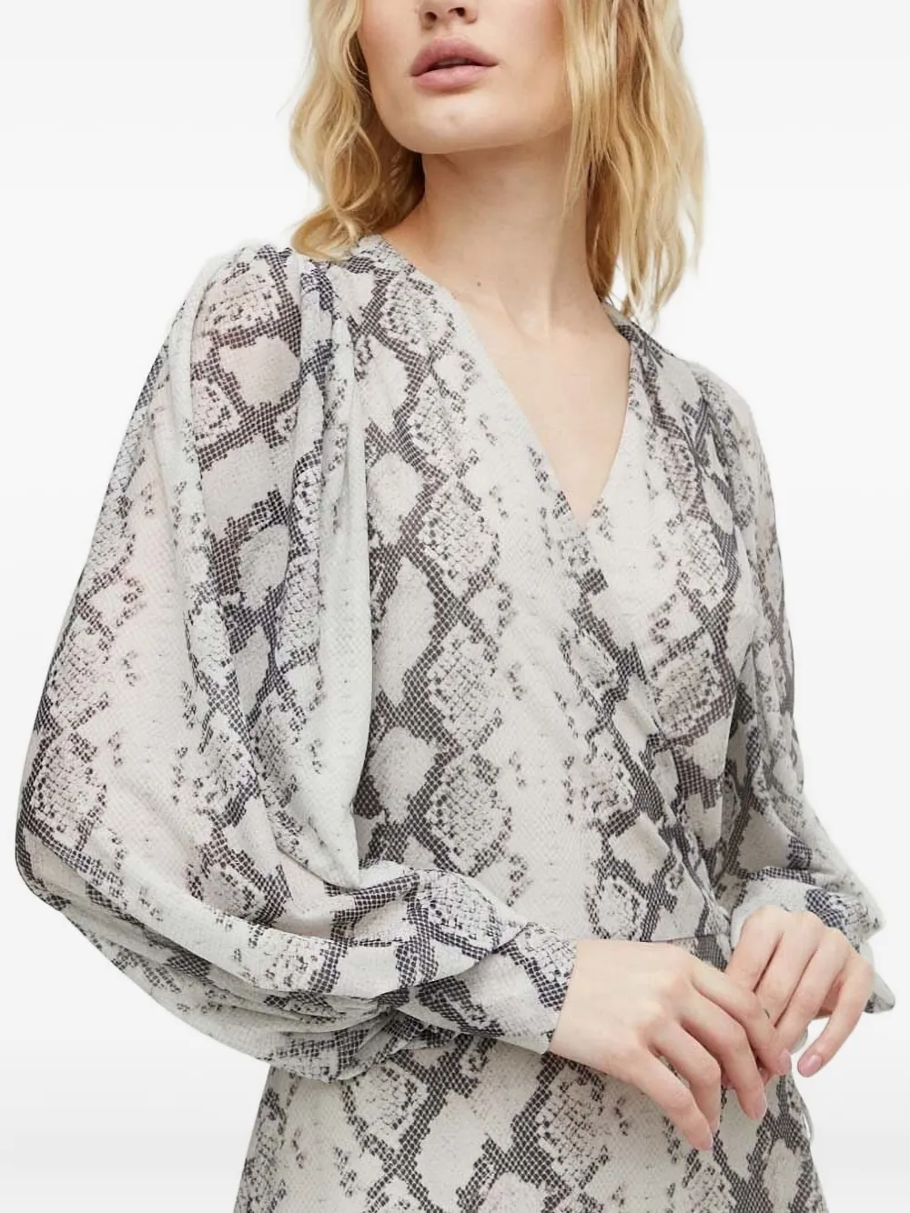 Bruuns Bazaar Snakeskin-print Wrap Midi Dress In Neutral