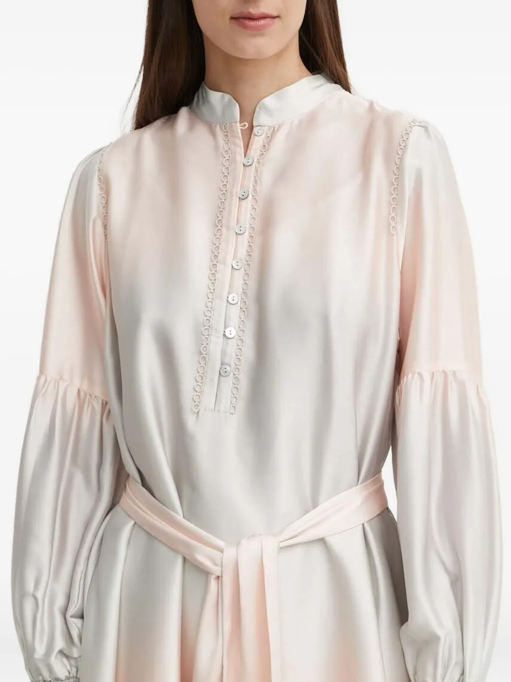 Bruuns Bazaar Balloon-sleeve Belted Dress In Neutral