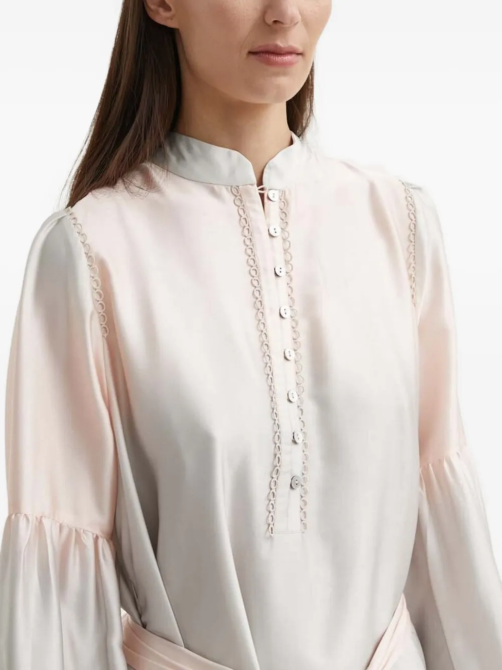 Bruuns Bazaar Balloon-sleeve Belted Dress In Neutral