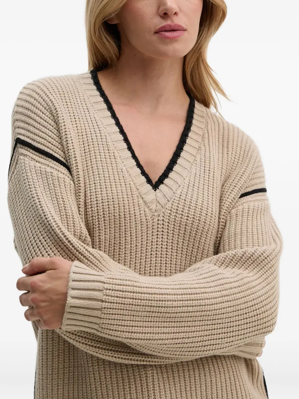 Bruuns Bazaar Ribgebreide trui Beige