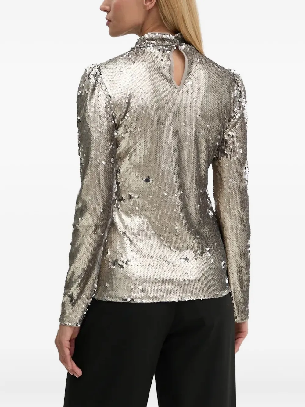 Bruuns Bazaar sequin turtleneck blouse - Grijs