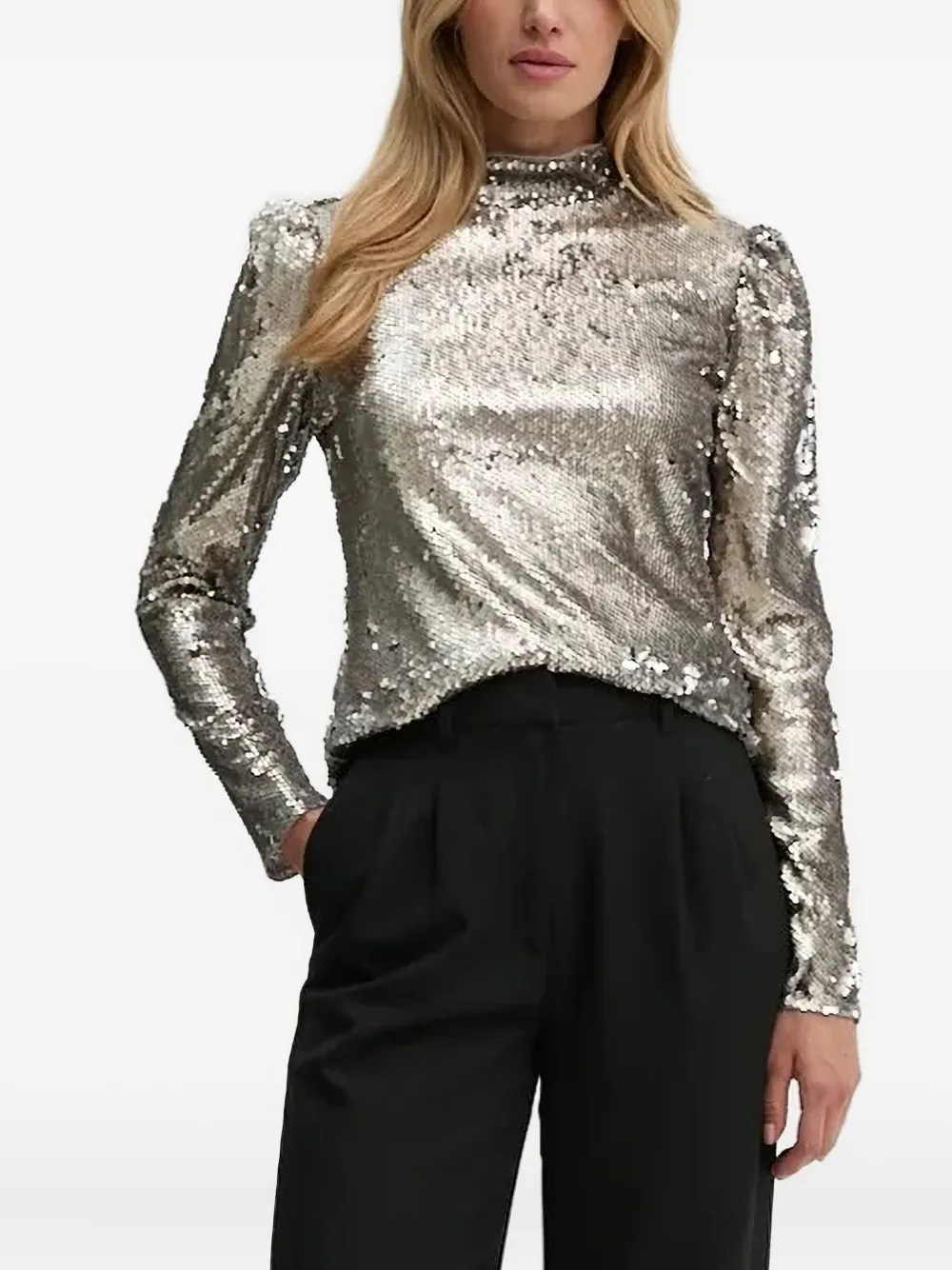 Bruuns Bazaar sequin turtleneck blouse | Grey | Image 1
