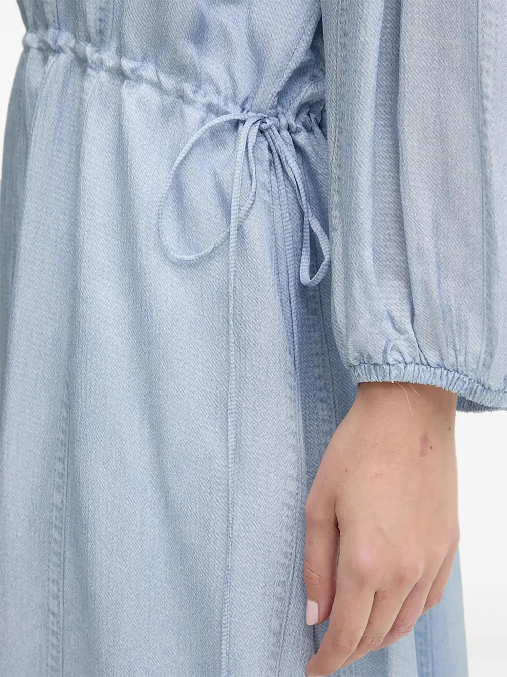 Bruuns Bazaar Drawstring Long-sleeves Midi Day Dress In Blue