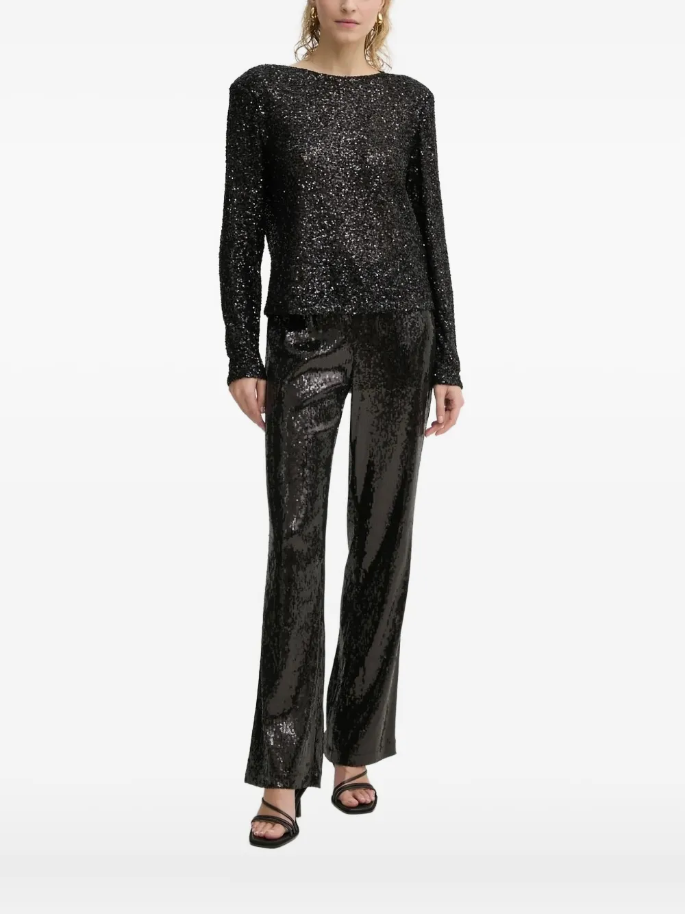 Bruuns Bazaar Embellished Long-sleeve Blouse In Black