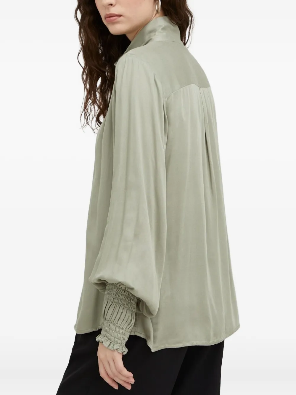 Bruuns Bazaar Blouse met col en gesmockte manchetten - Groen