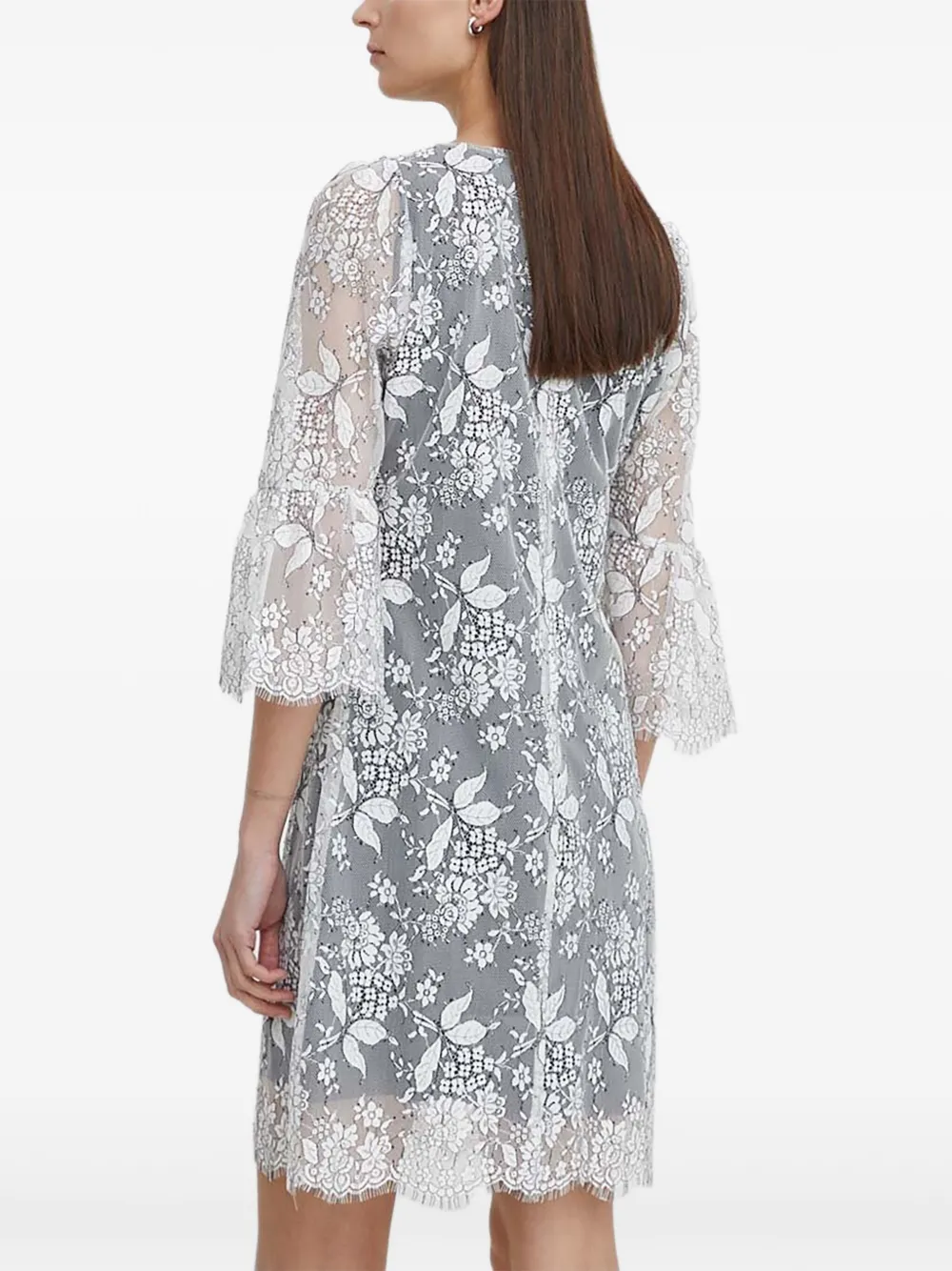 Bruuns Bazaar TuberosaBBMajah mini-jurk met bloemenkant en klokmouwen - Wit
