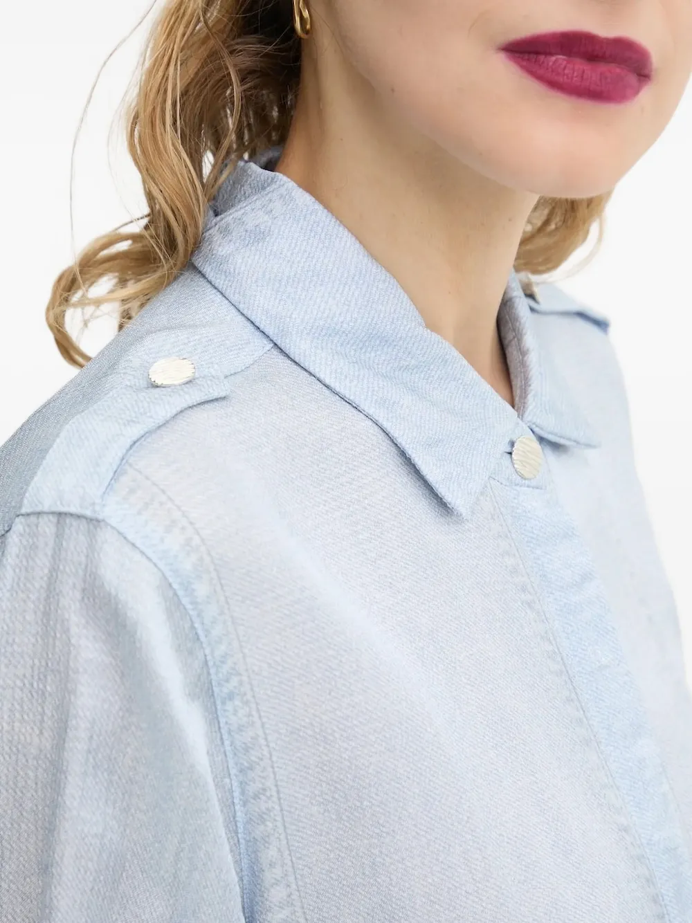 Bruuns Bazaar Denim-print Collared Shirt In Blue