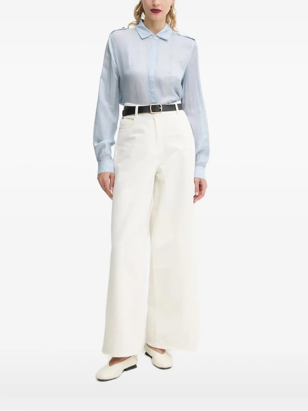 Bruuns Bazaar Denim-print Collared Shirt In Blue