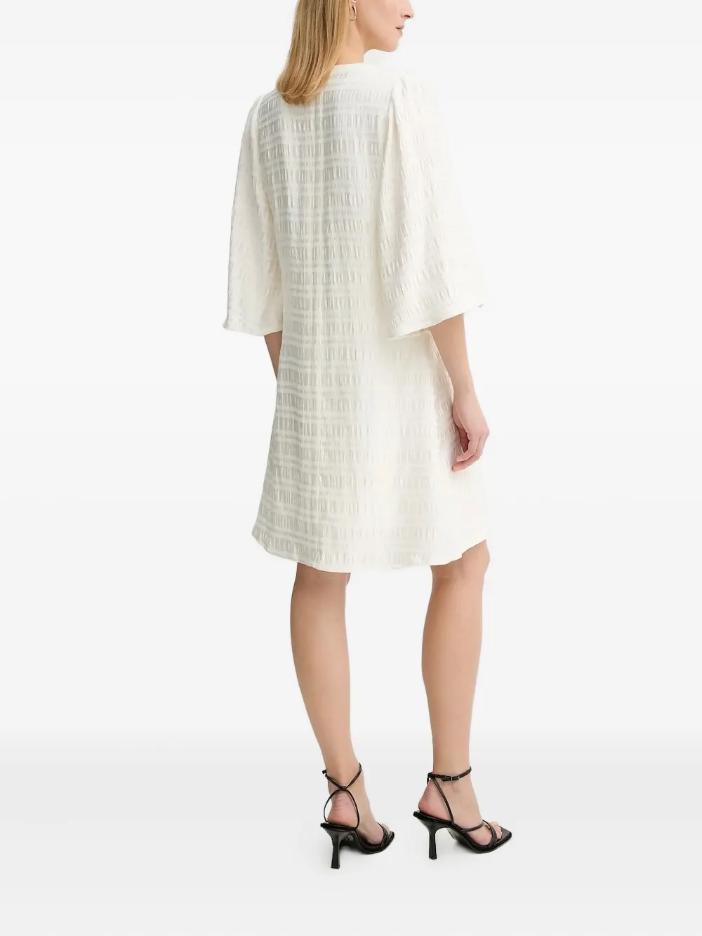 Bruuns Bazaar textured V-neck mini dress Wit