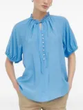 Bruuns Bazaar lace-trimmed flower-button blouse - Blue