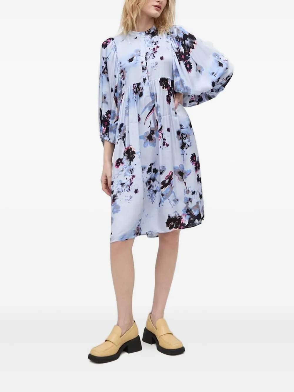 Bruuns Bazaar floral-print midi day dress | Blue | Image 1