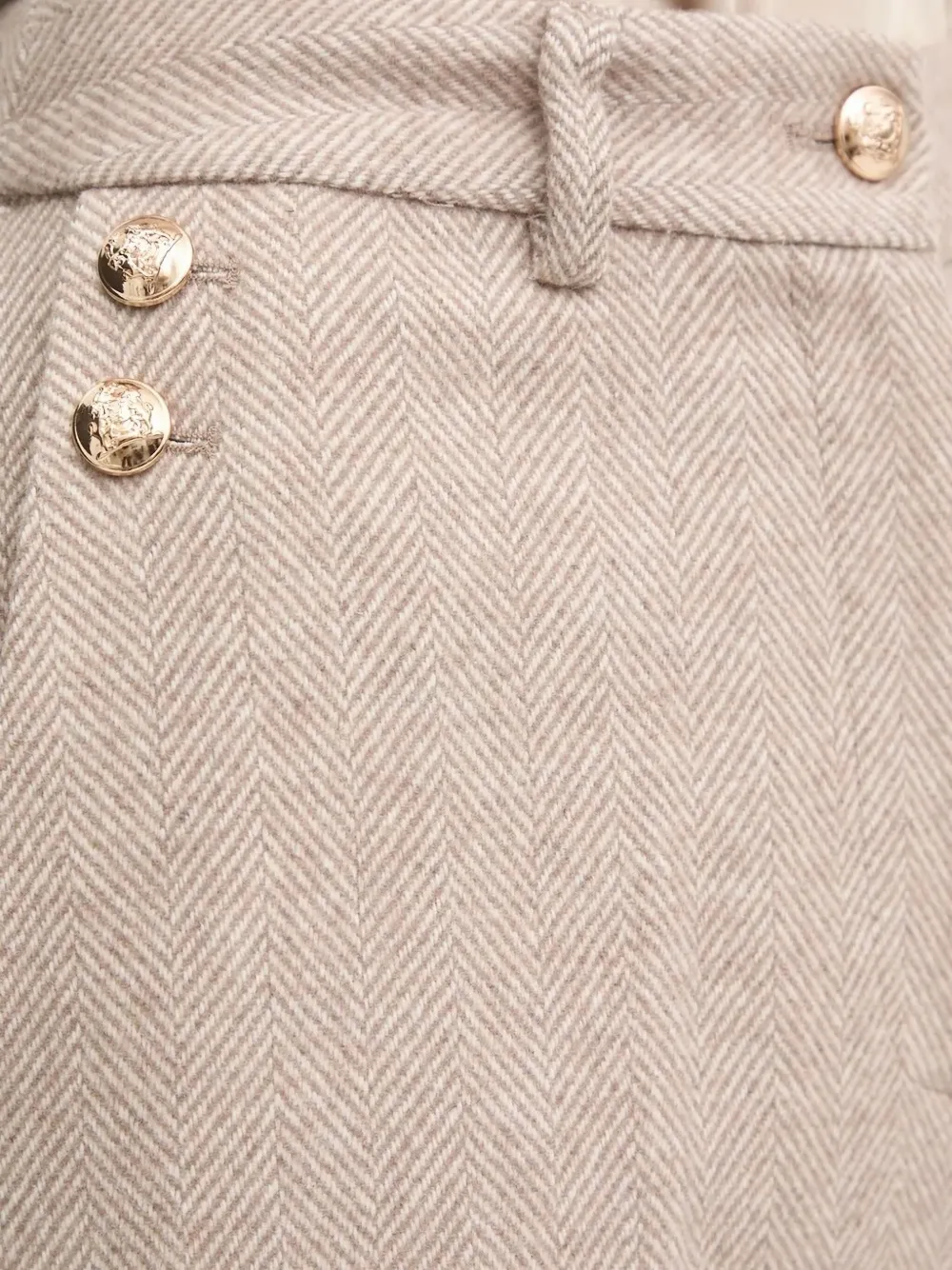 Bruuns Bazaar Herringbone Gold-button Trousers In Brown