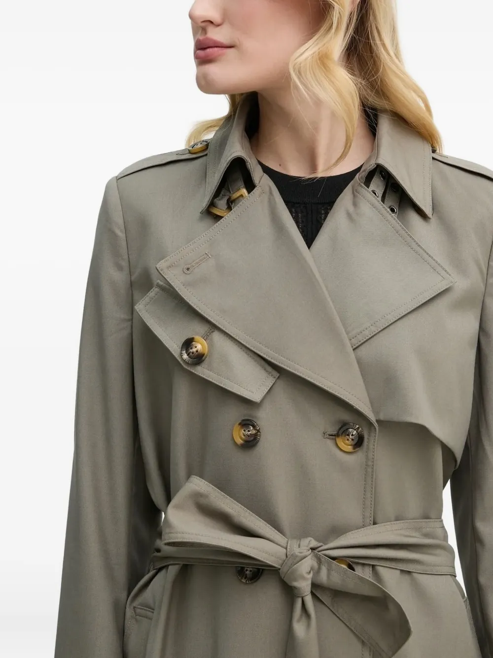 Bruuns Bazaar Double-breasted Belted Trench Coat In Gray