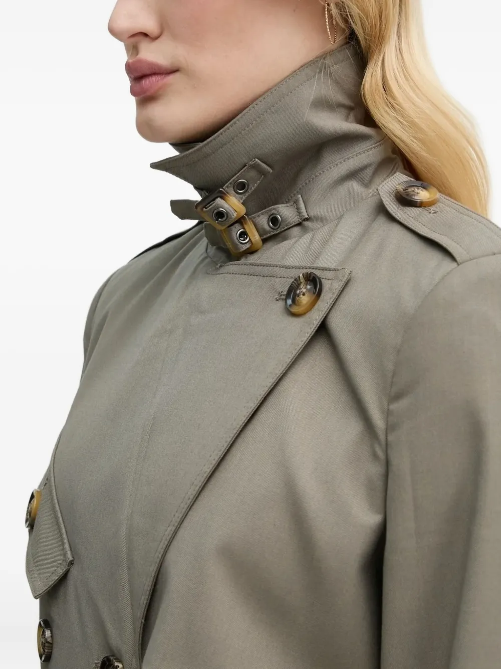 Bruuns Bazaar Double-breasted Belted Trench Coat In Gray