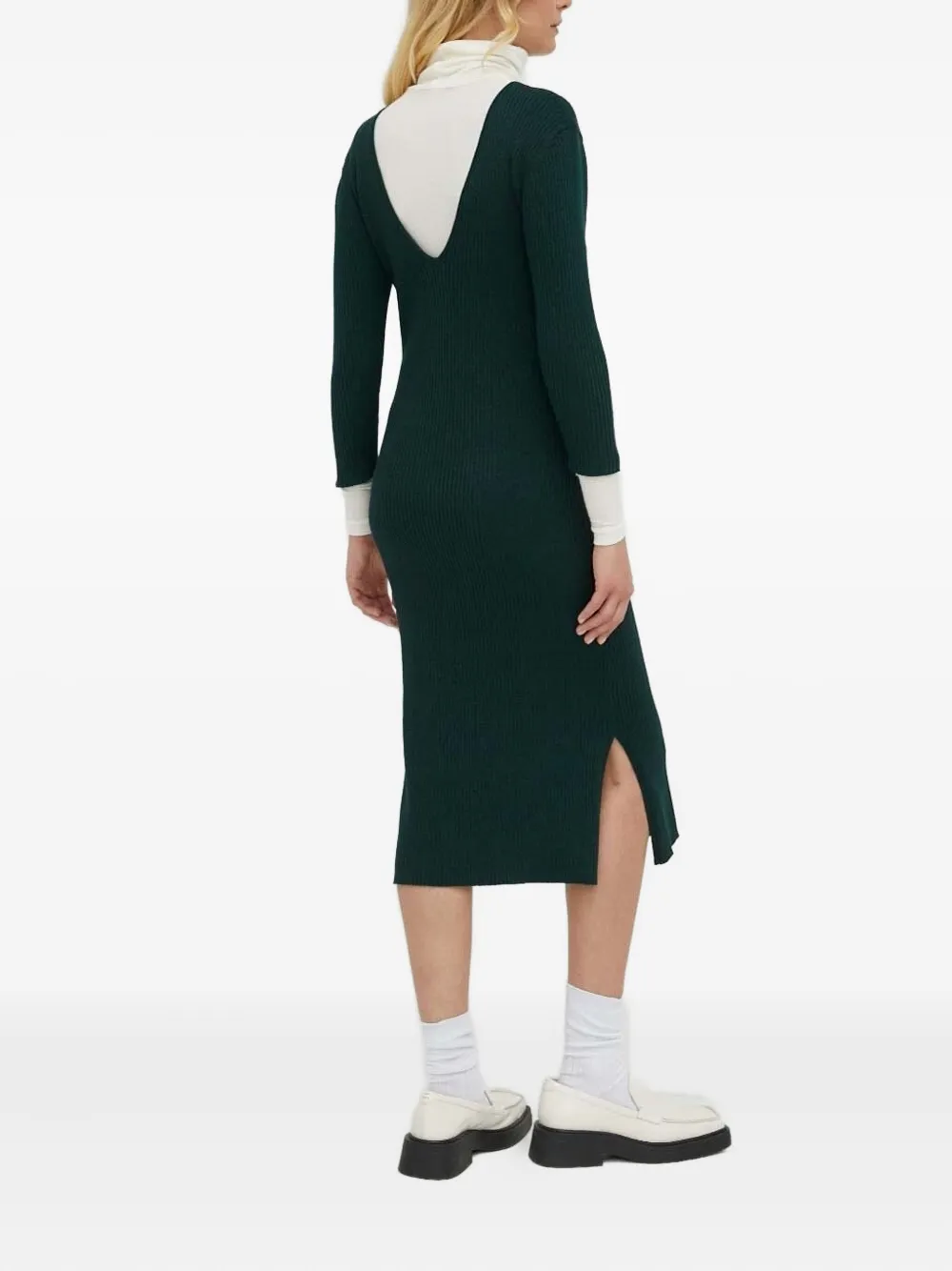Bruuns Bazaar ribbed side-split midi dress - Groen