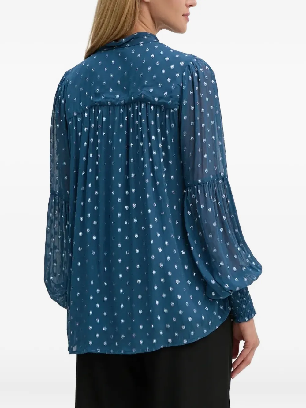 Bruuns Bazaar Blouse met ballonmouwen - Blauw