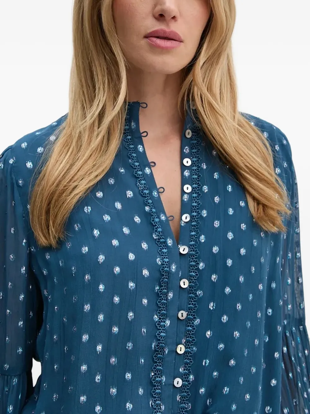 Bruuns Bazaar Balloon-sleeve Shirt In Blue