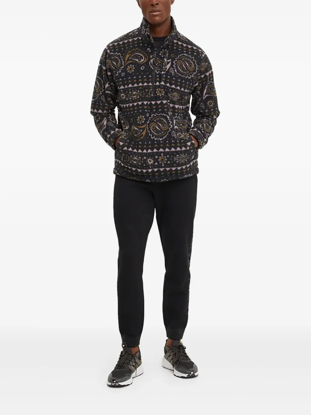 Billabong paisley-pattern fleece zip-up sweatshirt | Black | Image 1