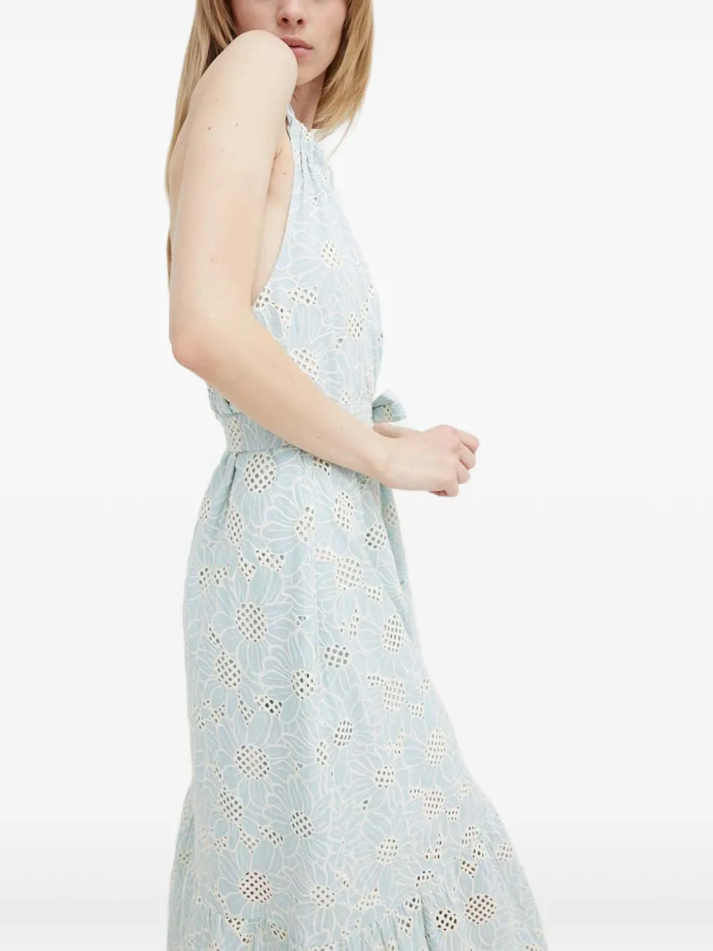 Bruuns Bazaar Woodbine BB Kaia maxi-jurk met halternek en geborduurde ringlets Blauw