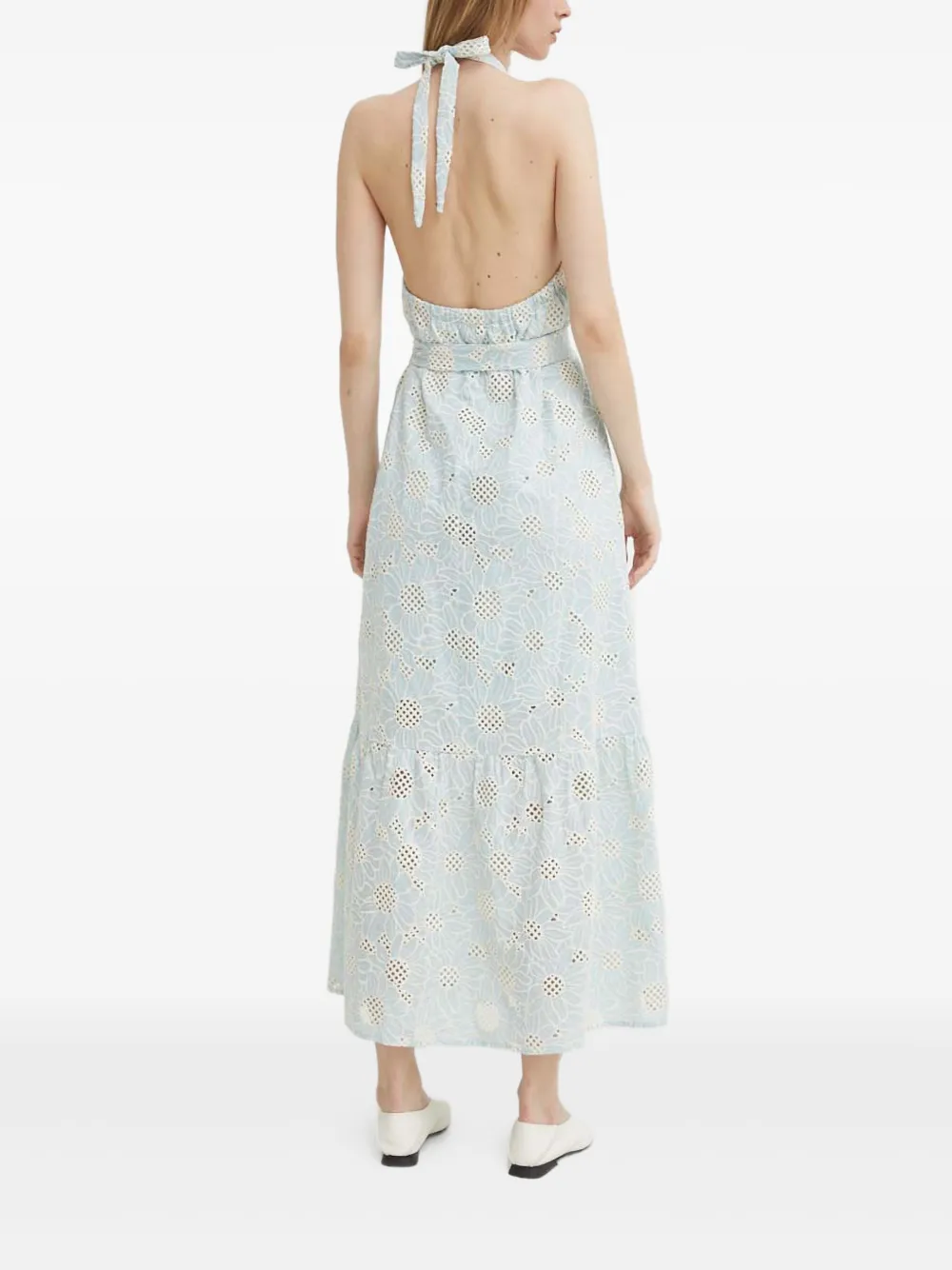 Bruuns Bazaar Woodbine BB Kaia maxi-jurk met halternek en geborduurde ringlets Blauw